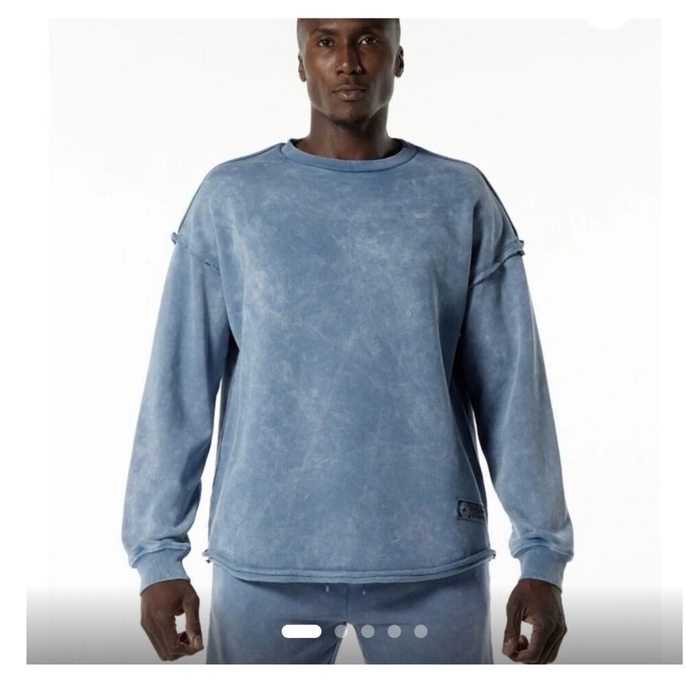 Alphalete Men’s Terry Oversized Pullover-Celestial Blue , Size Medium